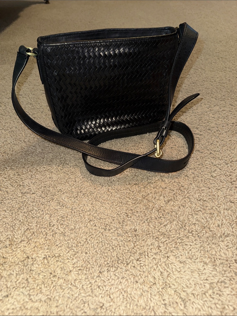 Cole Haan Black Woven Leather Crossbody Bag